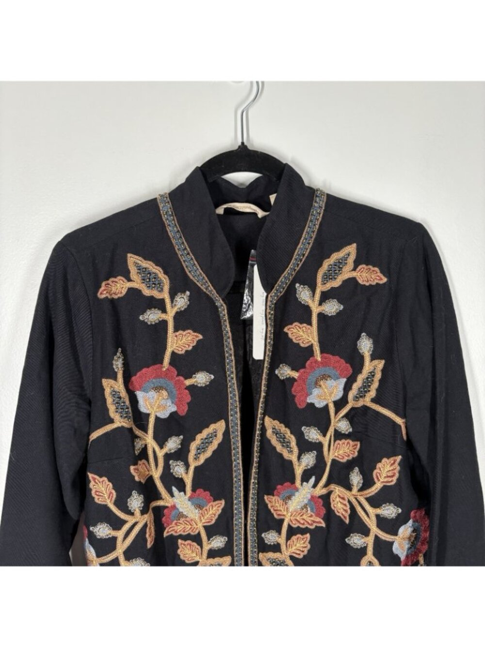 Soft Surroundings Womn S Black Boho Floral Embroidered Beaded Alamosa Jacket NWT - Picture 6 of 15
